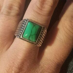 All Turquoise Ring 9 silver tone green